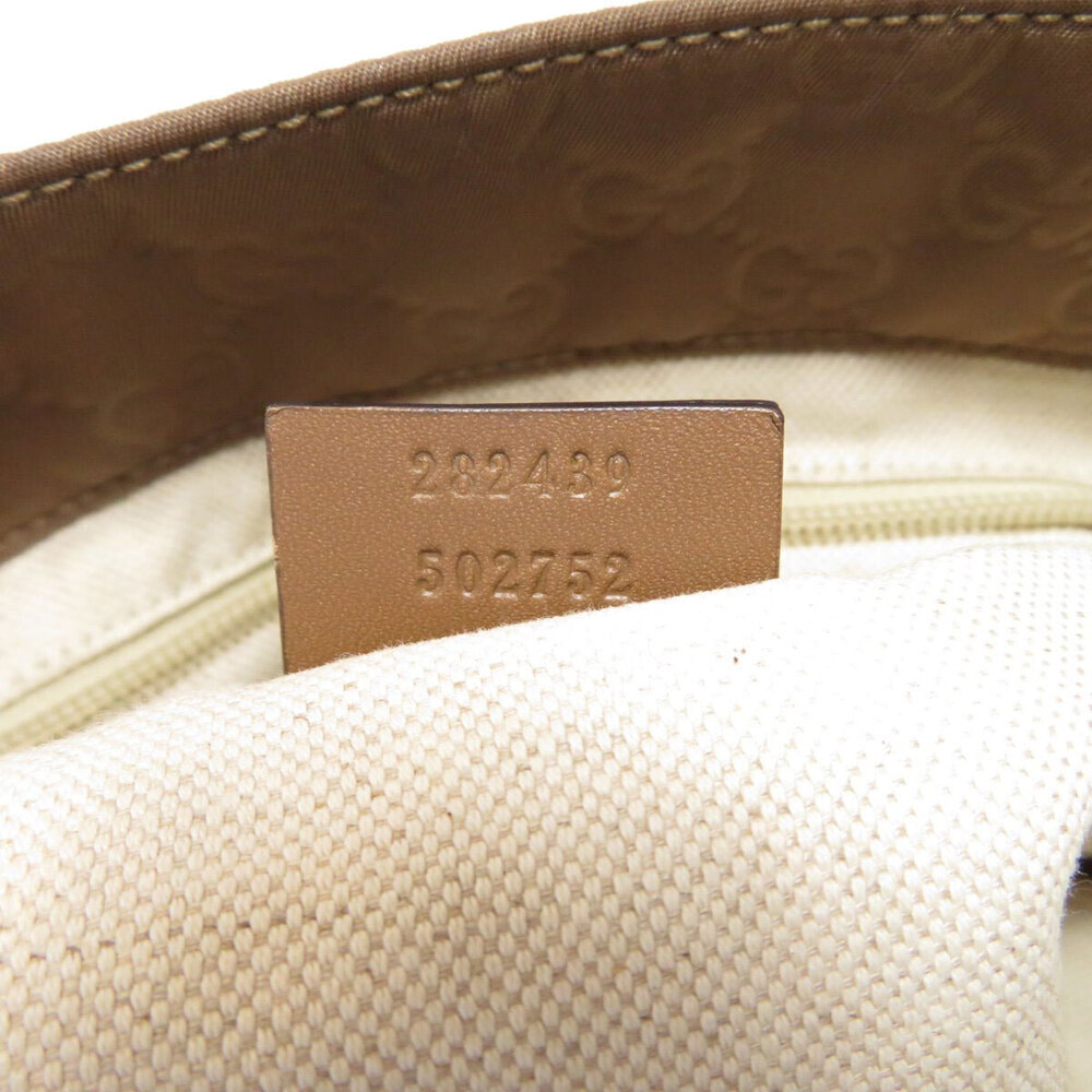 Gucci brown leather bag trim canvas tote GG - Picture 7 of 11
